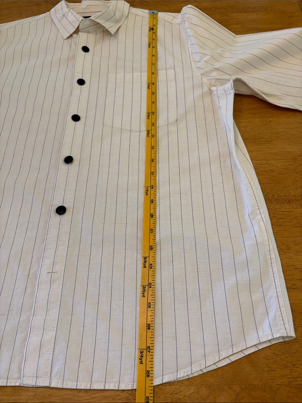 Banana Republic Cream Pinstripe Button-Down with Black Buttons - Picture 10 of 13